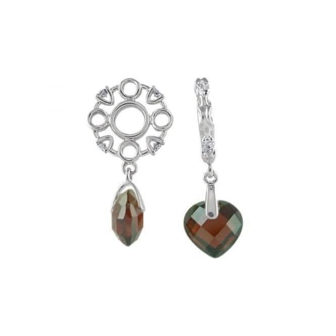 Silver Diamond &amp; Garnet Heart Dangle Charm S241GStorywheelsS241G