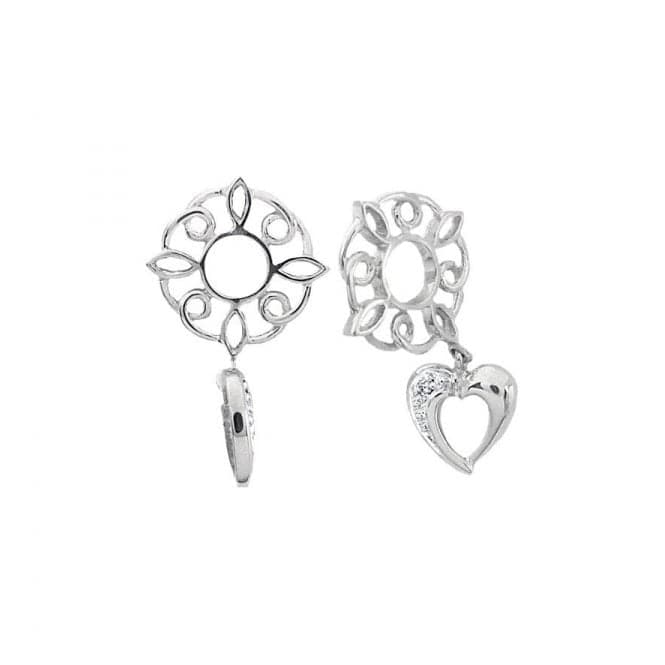 Silver & Diamond Heart Dangle Charm S149DStorywheelsS149D