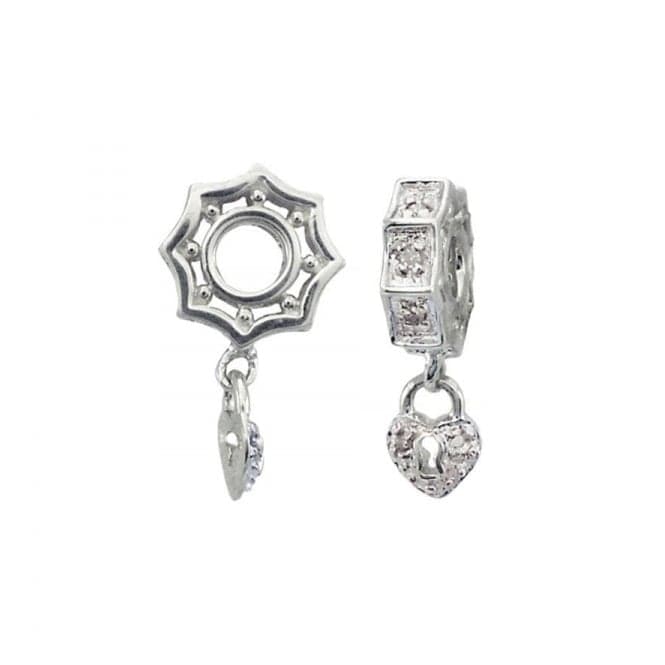 Silver & Diamond Heart Locket Dangle Charm S110DStorywheelsS110D