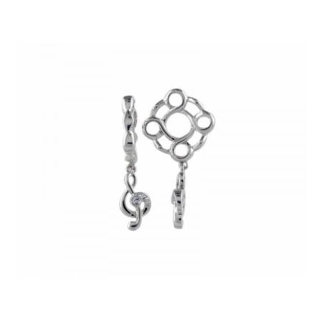 Silver & Diamond Treble Clef Dangle Charm S268DStorywheelsS268D