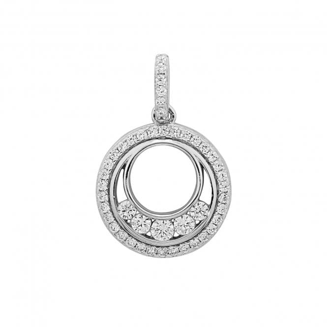 Silver Double Circle Zirconia Pendant G61010Acotis Silver JewelleryTH - G61010