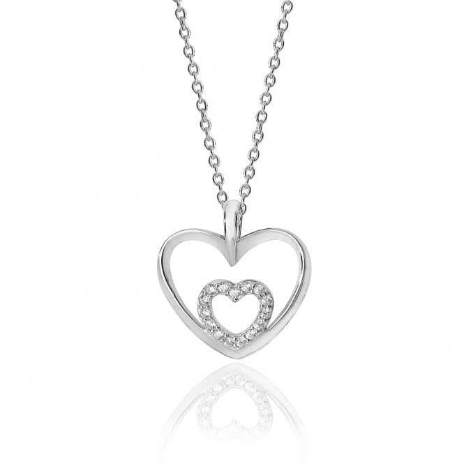 Silver Double Heart Shape Plain Cubic Zirconia Chain Pendant SPG0032CZSilver & CoSPG0032CZ