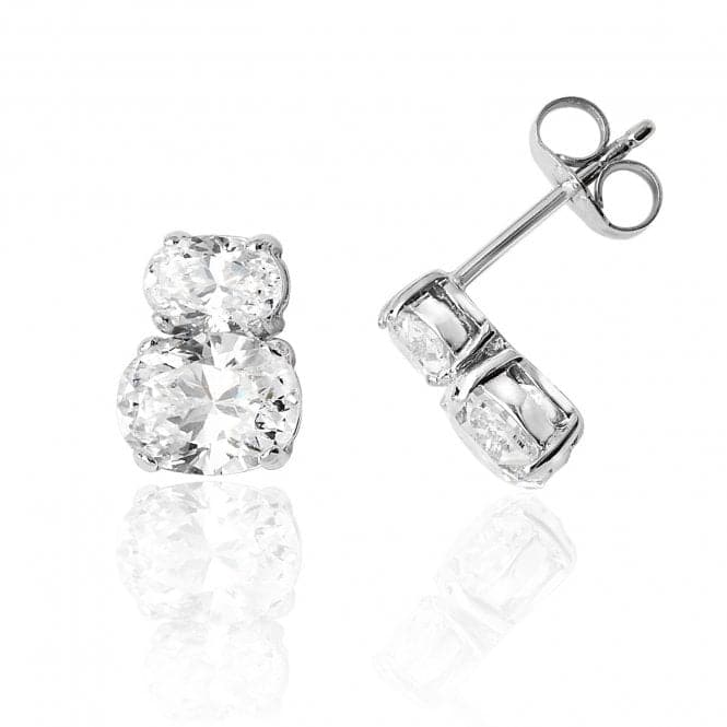 Silver Double Oval Shape Cubic Zirconia Stud Earrings SEG0072CZSilver & CoSEG0072CZ