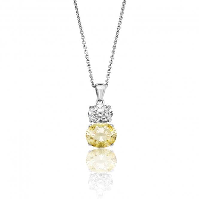 Silver Double Oval Shape Yellow White Cubic Zirconia Chain Pendant SPG0059YZSilver & CoSPG0059YZ