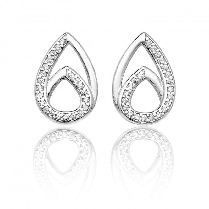 Silver Double Pear Shape Plain Cubic Zirconia Stud Earrings SEG0030CZSilver & CoSEG0030CZ