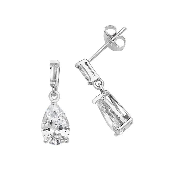 Silver Double Zirconia Drop Earrings G51120Acotis Silver JewelleryTH - G51120