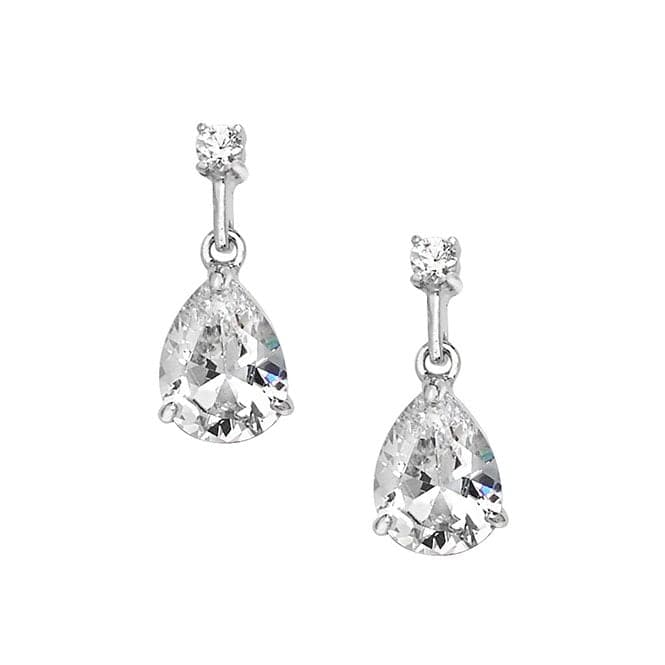 Silver Double Zirconia rhodium Plated Drop Earrings G51150Acotis Silver JewelleryTH - G51150