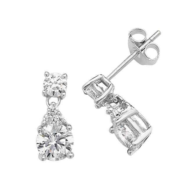 Silver Double Zirconia Stud Earrings G51119Acotis Silver JewelleryTH - G51119