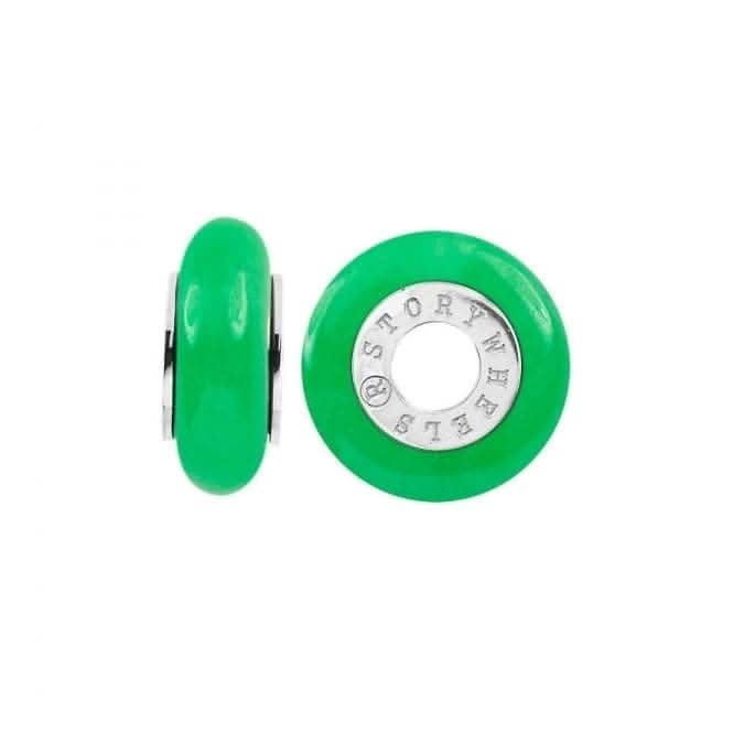 Silver &amp; Dyed Green Jade Wheel Charm S377GREStorywheelsS377GRE