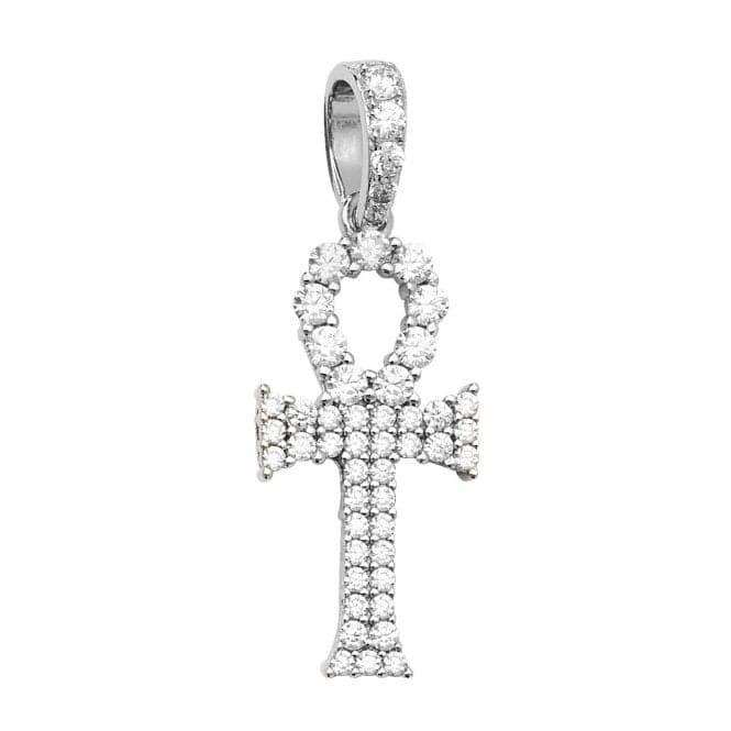 Silver Egyptian Cross Zirconia Pendant G61005Acotis Silver JewelleryTH - G61005