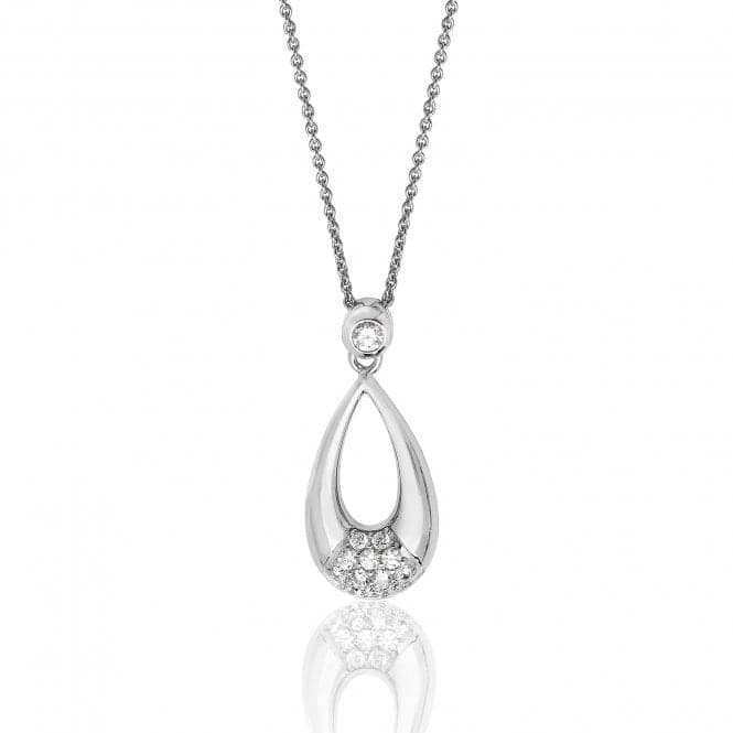 Silver Elongated Pear Shape Cubic Zirconia Detail Chain Pendant SPG0056CZSilver & CoSPG0056CZ