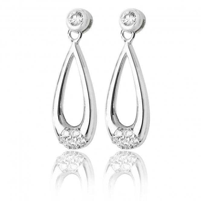 Silver Elongated Pear Shape Cubic Zirconia Detail Drop Earrings SEG0066CZSilver & CoSEG0066CZ