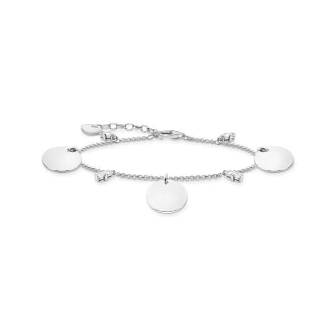 Silver Engravable Zirconia Coin Bracelet 3 Pendants A1962 - 051 - 21 - L19vThomas Sabo Sterling SilverA1962 - 051 - 21 - L19v