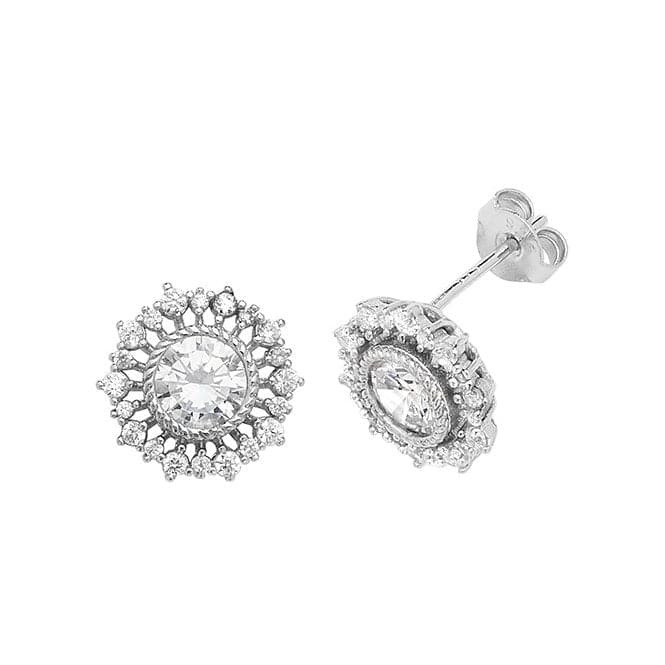 Silver Fancy Zirconia Stud Earrings G51122Acotis Silver JewelleryTH - G51122