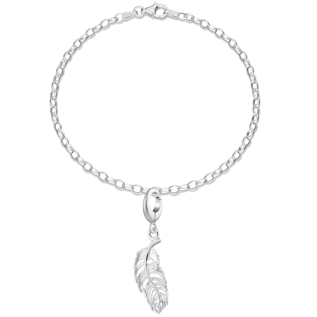 Silver Feather Charm Bracelet CBRSFS-1