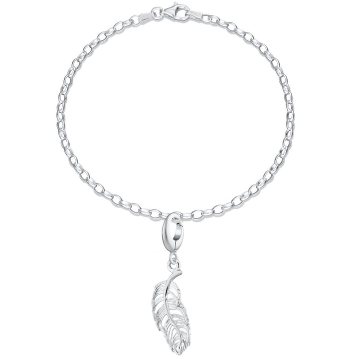 Silver Feather Charm Bracelet CBRSFS-1