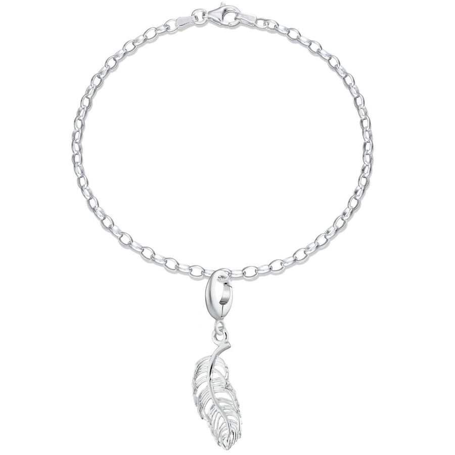 Silver Feather Charm Bracelet CBRSFS-1