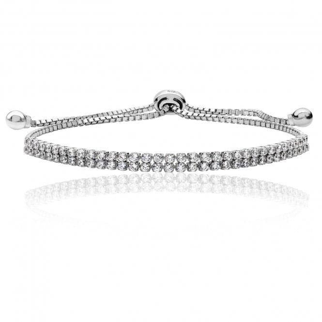 Silver Fine Double Row Pull Cubic Zirconia Bracelet SBG0026Silver & CoSBG0026