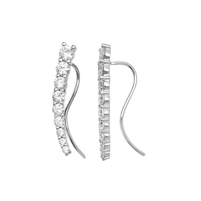 Silver Fish Hook Zirconia Drop Earrings G51170Acotis Silver JewelleryTH - G51170