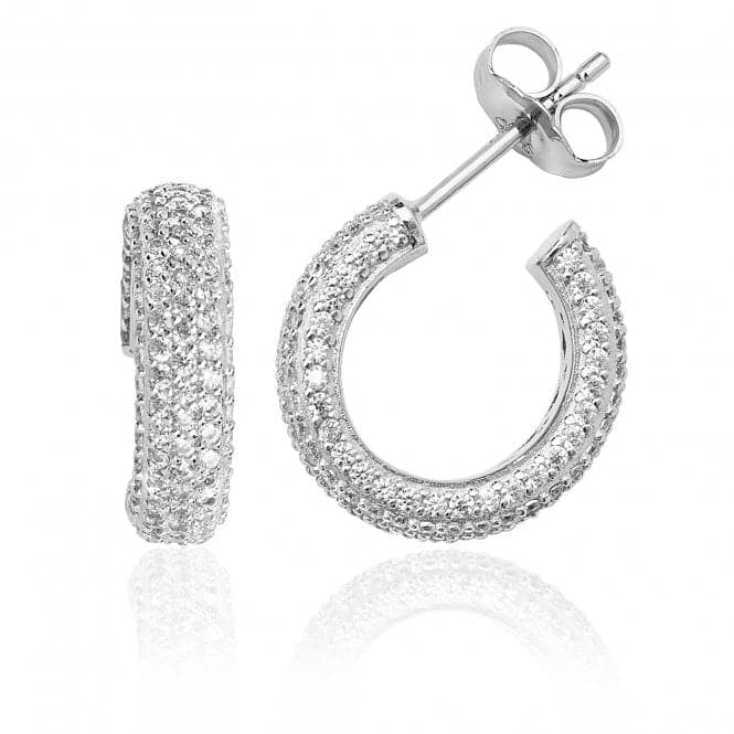 Silver Five Row Pave 3/4 Hoop Cubic Zirconia Stud Earrings SEG0035CZSilver & CoSEG0035CZ