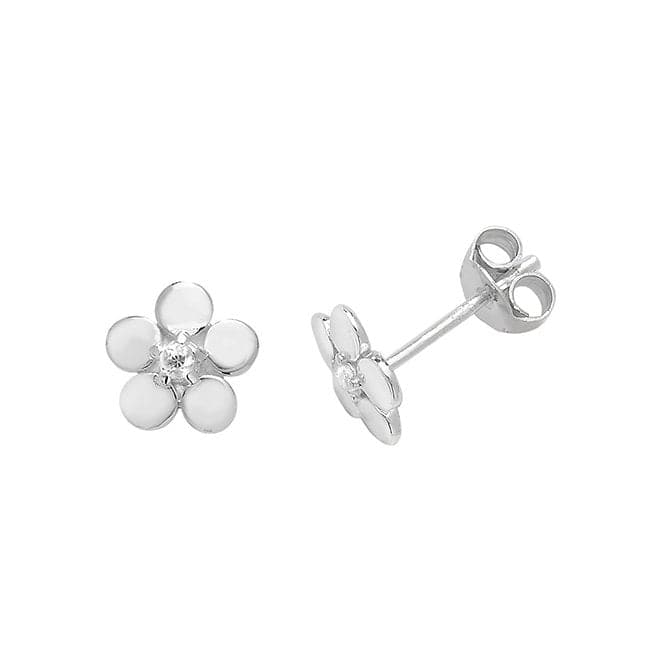 Silver Flower Shaped Zirconia Stud Earrings G51053Acotis Silver JewelleryTH - G51053