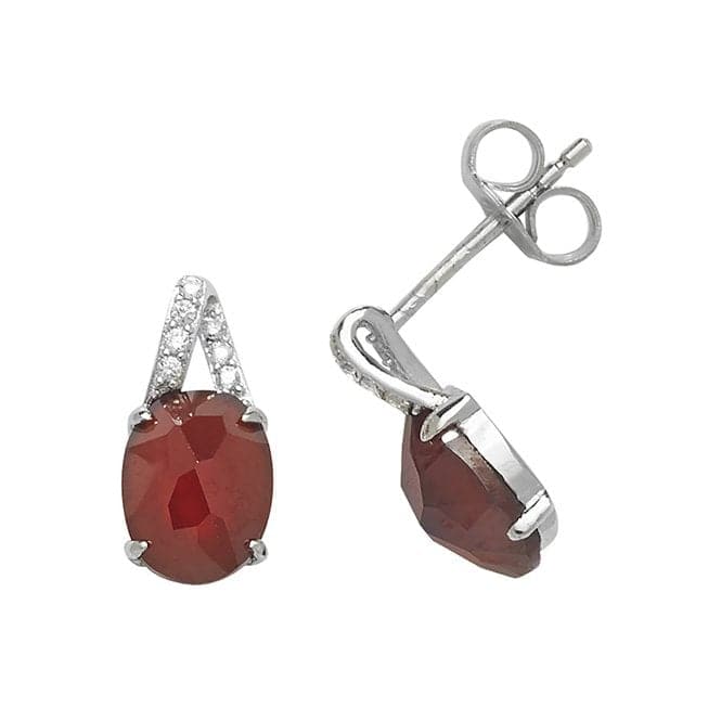 Silver Garnet Zirconia Stud Earrings G51062Acotis Silver JewelleryTH - G51062