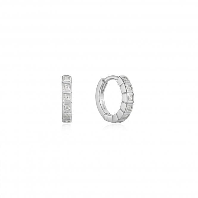 Silver Glam Huggie Hoop Earrings E037 - 05HAnia HaieE037 - 05H