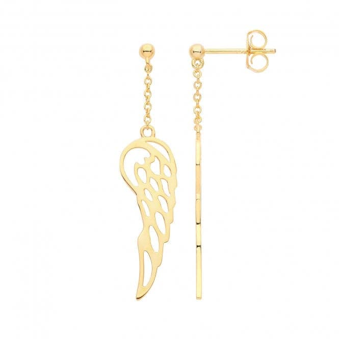 Silver Gold Plated Angel Wings Earrings Drops G51290GPAcotis Silver JewelleryTH - G51290GP