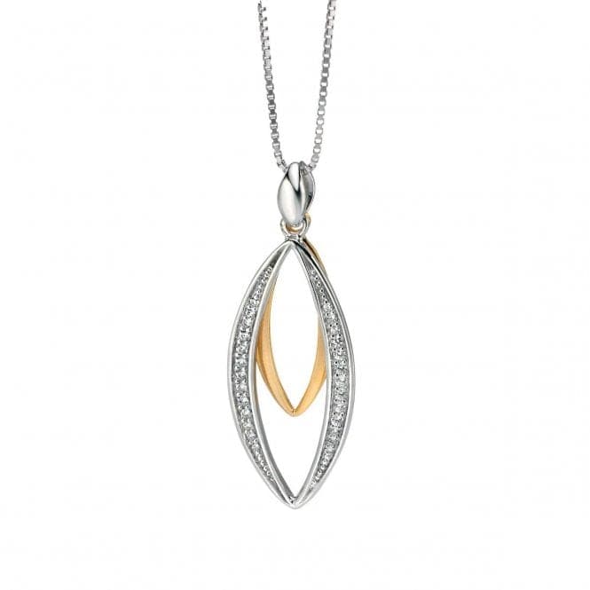 Silver Gold Plated Double Marquise Cubic Zirconia Pave Pendant P3953CFiorelli SilverP3953C