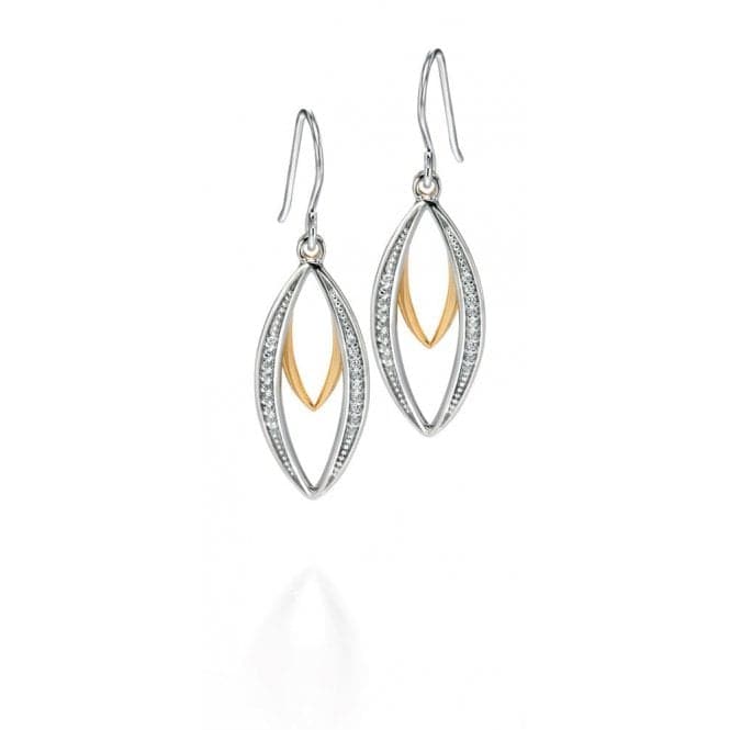 Silver Gold Plated Double Marquise Dangly Cubic Zirconia Pave Earrings E4678CFiorelli SilverE4678C