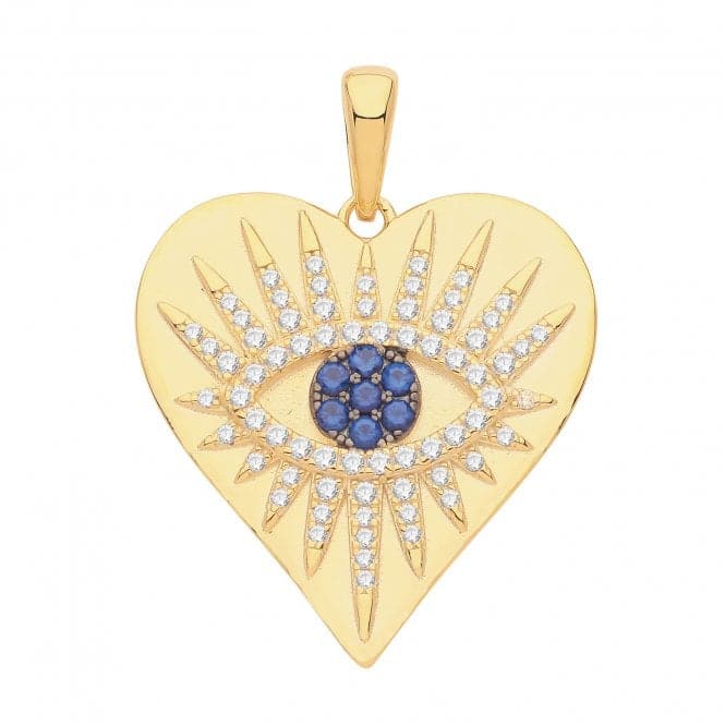 Silver Gold Plated Evil Eye Heart Pendant G61095GPAcotis Silver JewelleryTH - G61095GP