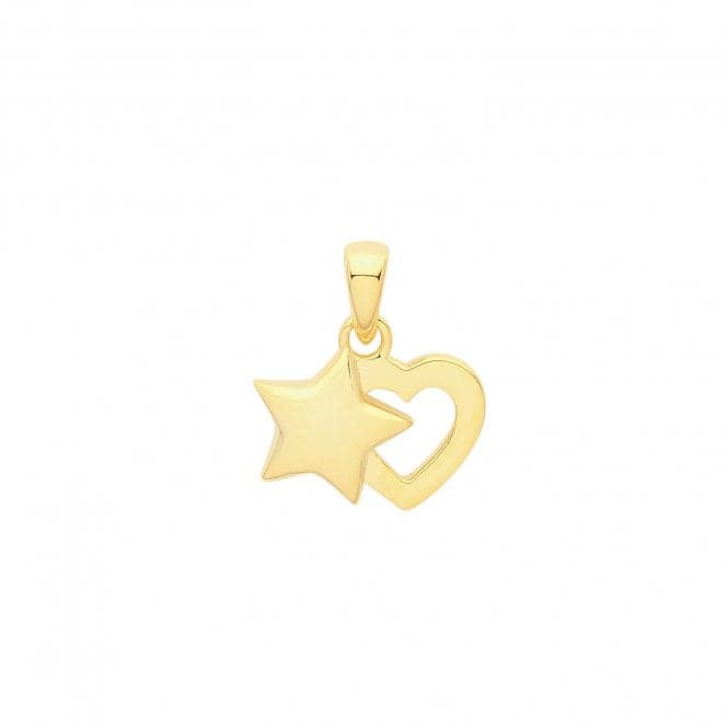 Silver Gold Plated Heart And Star Pendant G61064GPAcotis Silver JewelleryTH - G61064GP