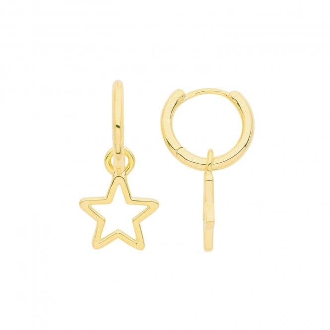 Silver Gold Plated Hoops With Star G51277GPAcotis Silver JewelleryTH - G51277GP