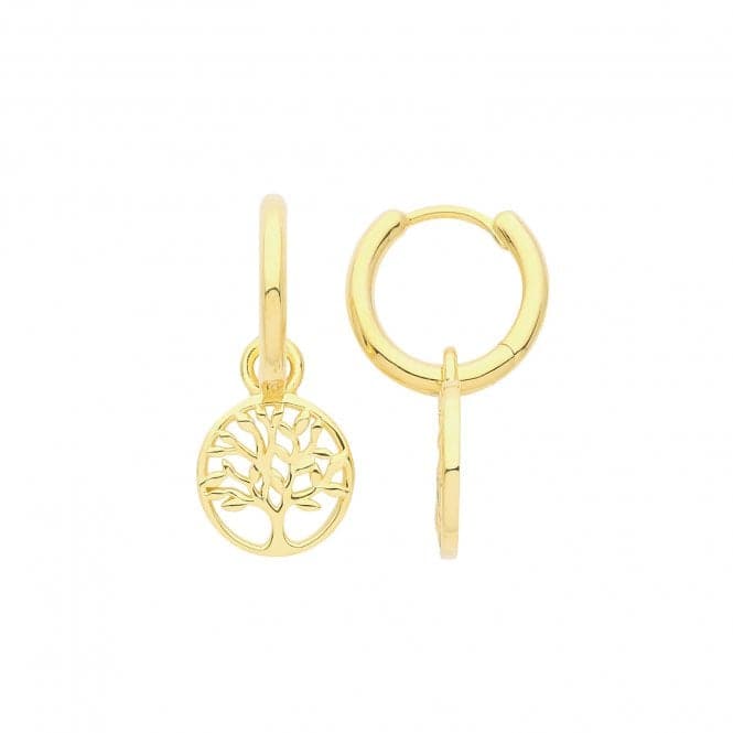 Silver Gold Plated Hoops With Tree Of Life G51281GPAcotis Silver JewelleryTH - G51281GP