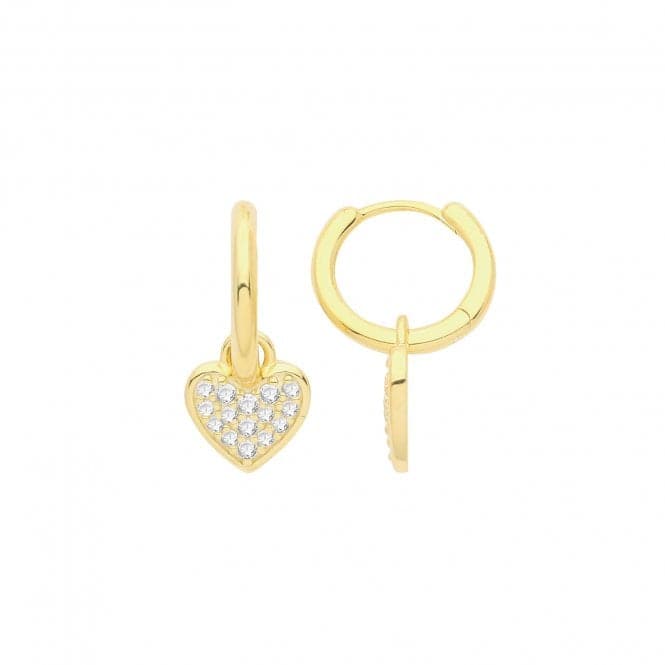 Silver Gold Plated Hoops With Zirconia Set Heart G51279GPAcotis Silver JewelleryTH - G51279GP