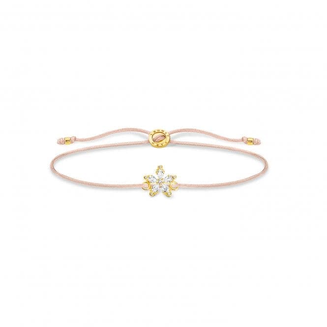 Silver Gold Plated Nylon Zirconia Beige Flower Bracelet LS119 - 379 - 19 - L20VThomas Sabo Charm Club CharmingLS119 - 379 - 19 - L20V