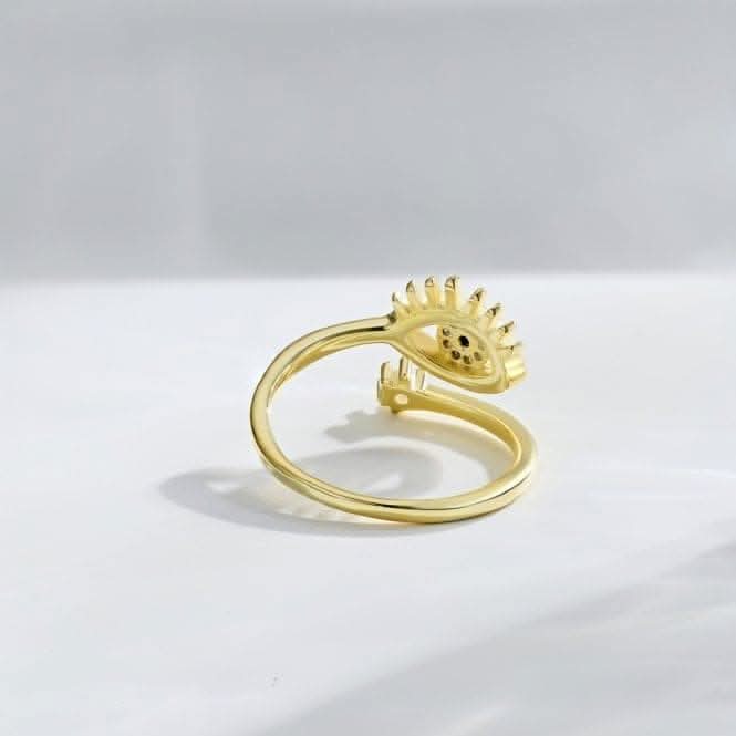 Silver Gold Plated Sparkling Zirconia Adjustable Blue Evil Eye Ring ERLR012Ellie Rose LondonERLR012