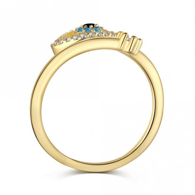 Silver Gold Plated Sparkling Zirconia Adjustable Blue Evil Eye Ring ERLR012Ellie Rose LondonERLR012