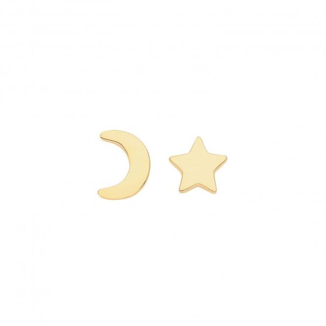 Silver Gold Plated Star And Moon Studs G51262GPAcotis Silver JewelleryTH - G51262GP