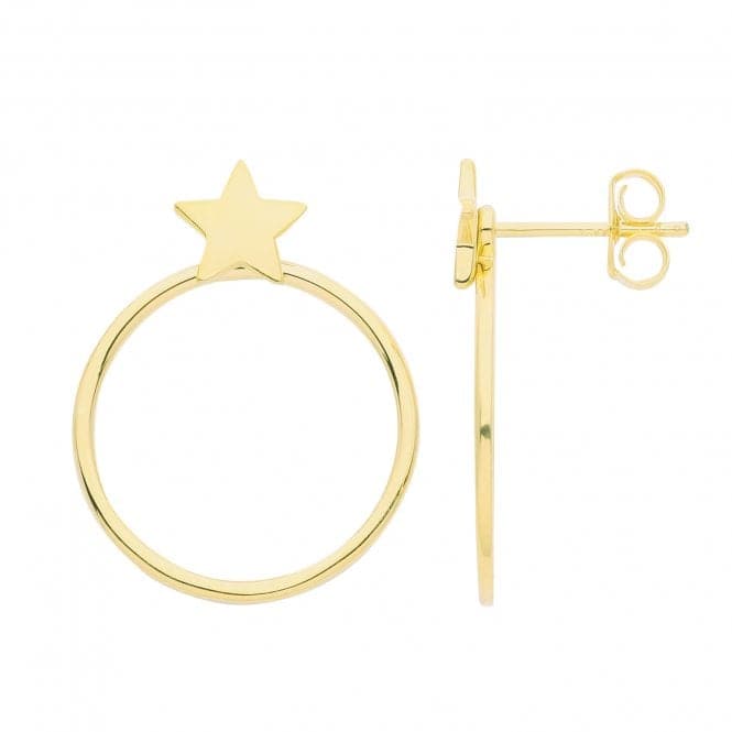 Silver Gold Plated Star Hoop Earrings G51287GPAcotis Silver JewelleryTH - G51287GP