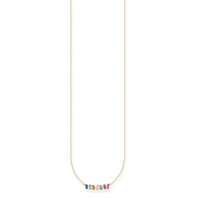 Silver Gold Plated Zirconia Multicoloured Necklace KE2095 - 488 - 7 - L45VThomas Sabo Charm Club CharmingKE2095 - 488 - 7 - L45V