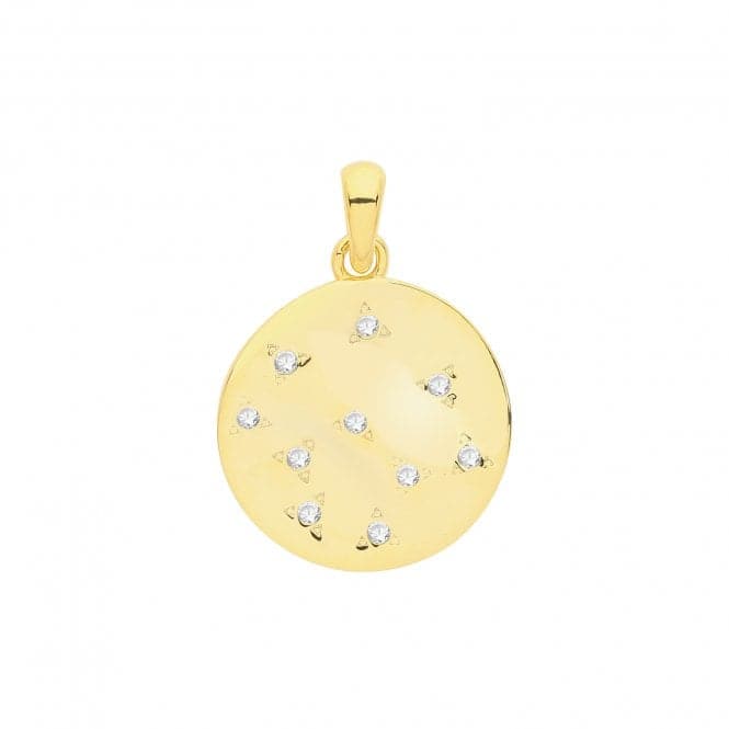 Silver Gold Plated Zirconia Set Disc Pendant G61065GPAcotis Silver JewelleryTH - G61065GP