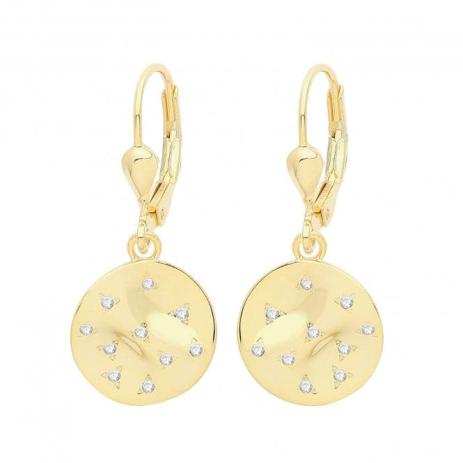 Silver Gold Plated Zirconia Set Drop Earrings G51256GPAcotis Silver JewelleryTH - G51256GP