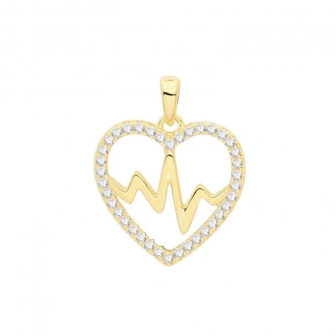 Silver Gold Plated Zirconia Set Heart Beat Pendant G61061GPAcotis Silver JewelleryTH - G61061GP