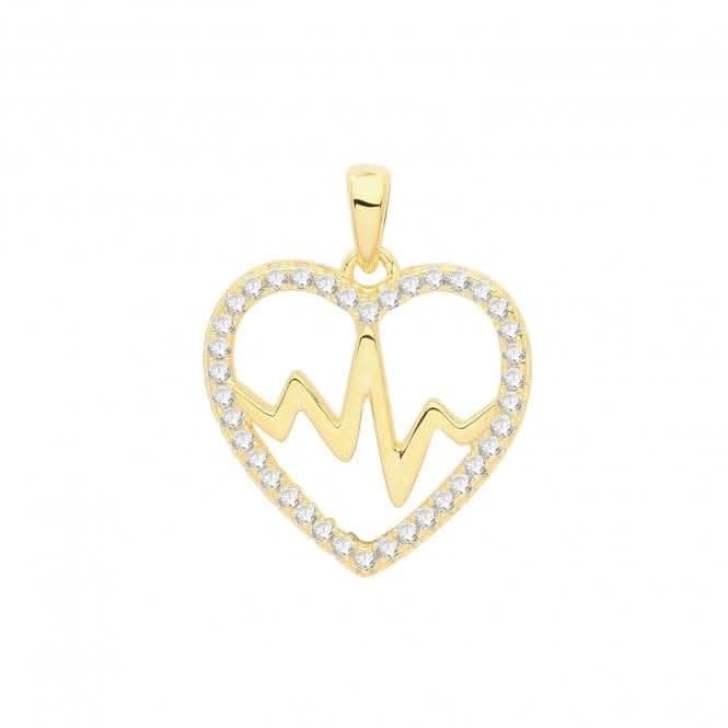 Pendant Plated Zirconia Set Heart Beat G61061GP