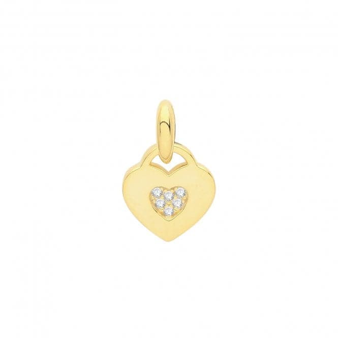 Silver Gold Plated Zirconia Set Heart Pendant G61068GPAcotis Silver JewelleryTH - G61068GP