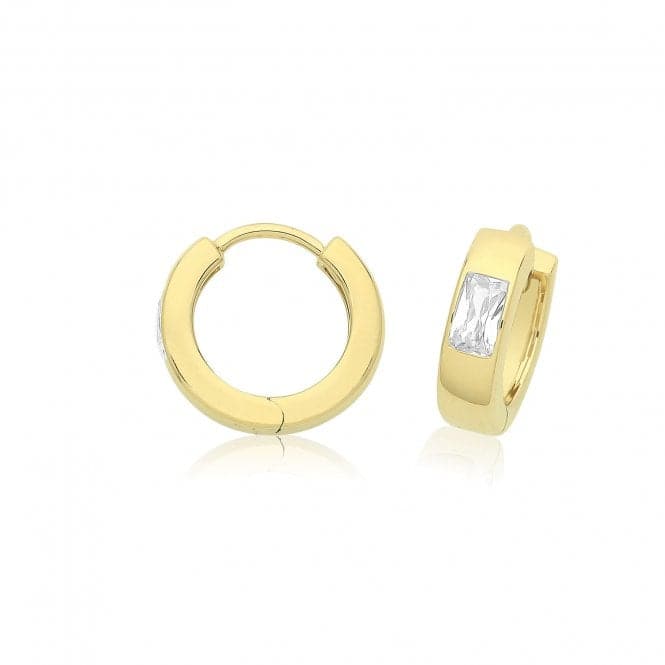 Silver Gold Plated Zirconia Set Hinged Earrings G51363GPAcotis Silver JewelleryTH - G51363GP