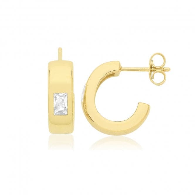 Silver Gold Plated Zirconia Set Hoop Earrings G51362GPAcotis Silver JewelleryTH - G51362GP