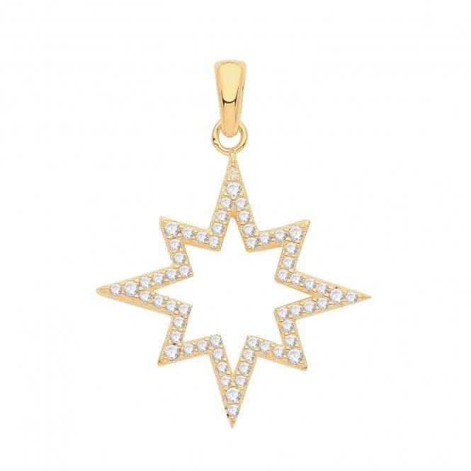 Silver Gold Plated Zirconia Set Star Pendant G61083GPAcotis Silver JewelleryTH - G61083GP