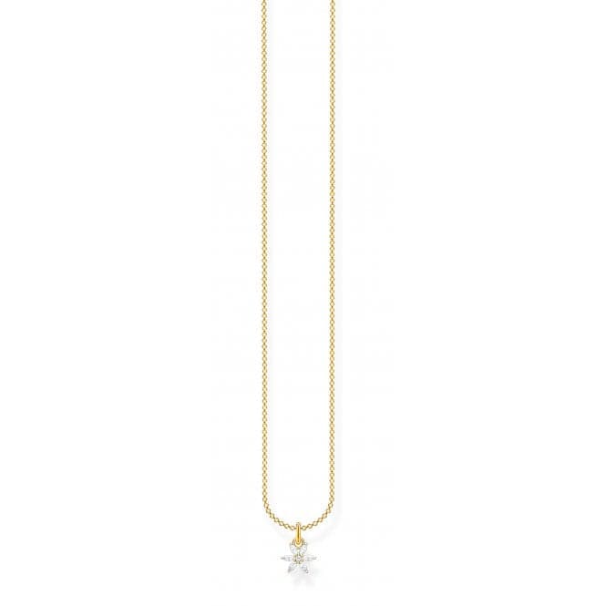 Silver Gold Plated Zirconia White Flower Necklace KE2103 - 414 - 14 - L45VThomas Sabo Charm Club CharmingKE2103 - 414 - 14 - L45V